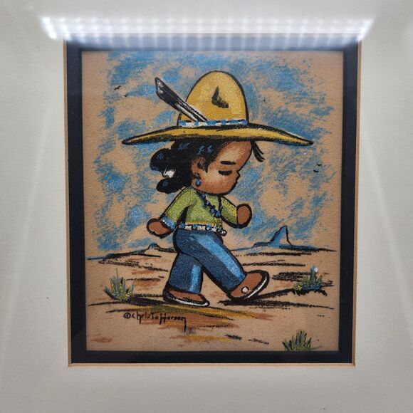 Gerda Christofferson Native American Indian Child Framed Matted Signed - Picture 2 of 6